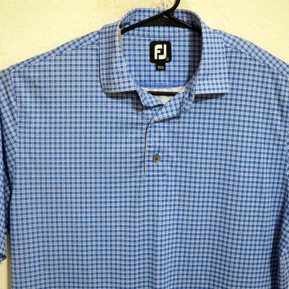 FootJoy Shirt Mens Large Short Sleeve Golf Performance Polo Blue White Striped